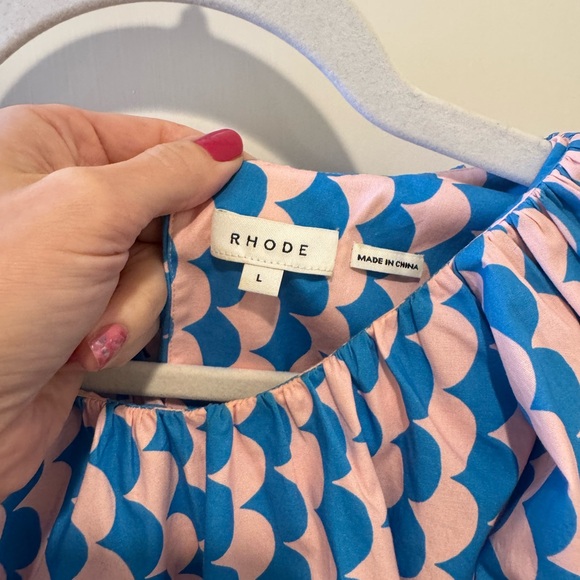 Rhode Pink & Blue Scalloped Print Rowan Top L NWOT - Picture 6 of 7
